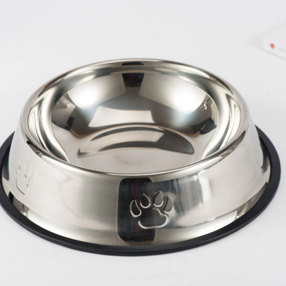 OEM Embossed Logo Non-Slip Stainless Steel Best Pet Dog Feeding Bowl Cat Water Bird Feeder