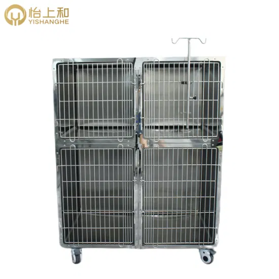 Clinic Veterinary Heavy Duty Stainless Steel Vet Cat Cage Kennel with Wheels